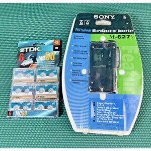 Sony Pressman M-627V MicroCassette Voice Recorder w/ 6 MC-60 TDK Microcassettes